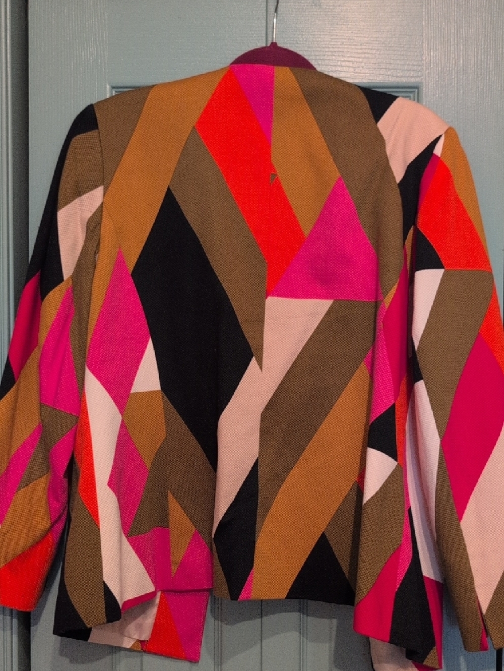 Jones Studio Geometric Colorblock Blazer in Pink, Cream, Tan, Black - Picture 3 of 3